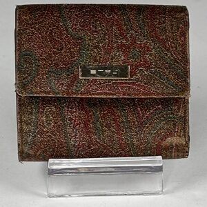 Etro Paisley Patterned Wallet. Bifold. Edge wear. Colorful interior.